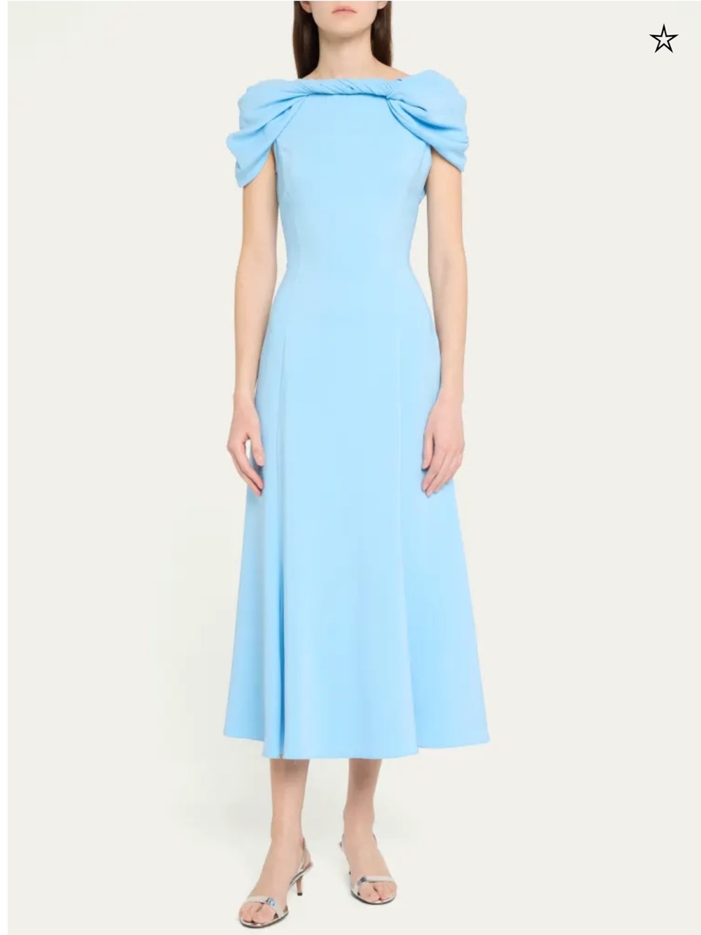 Oscar de la Renta Cape Sleeve Cocktail Midi Dress